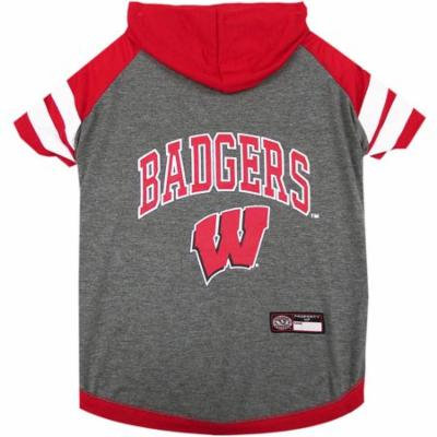 Pets First College Wisconsin Badgers Pet Hoody Tee Shirt, 4 Sizes Available