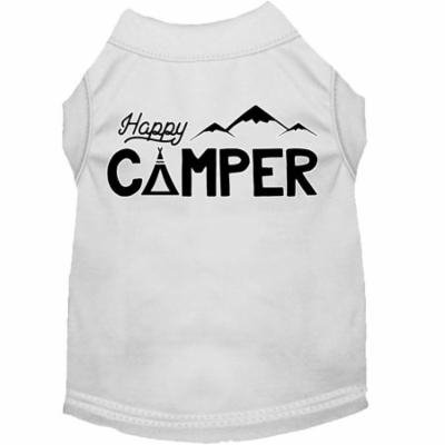 Happy Camper Screen Print Dog Shirt White Sm (10)