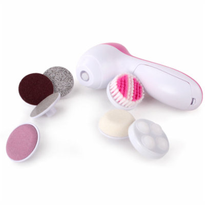 Scheam-6 in 1 Electric Callus Remover Facial Foot Skin Care Cleaner Massager Dead Skin Hard Skin Remover Deep Clean Wash Scrubber Pores Face Cleansing Brush (Hot Pink)