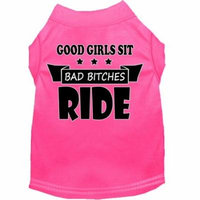 Bitches Ride Screen Print Dog Shirt Bright Pink Sm (10)