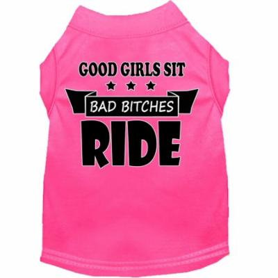 Bitches Ride Screen Print Dog Shirt Bright Pink Sm (10)