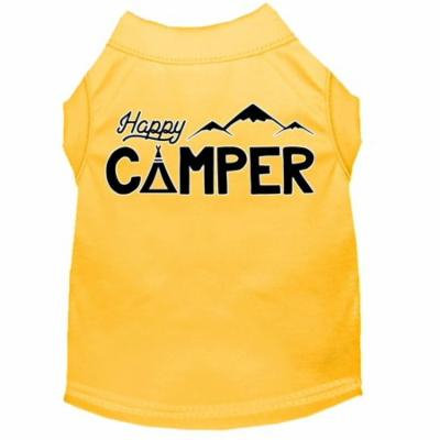 Happy Camper Screen Print Dog Shirt Yellow Med (12)