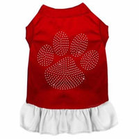 Rhinestone Clear Paw Dress Red With White Xs (8)