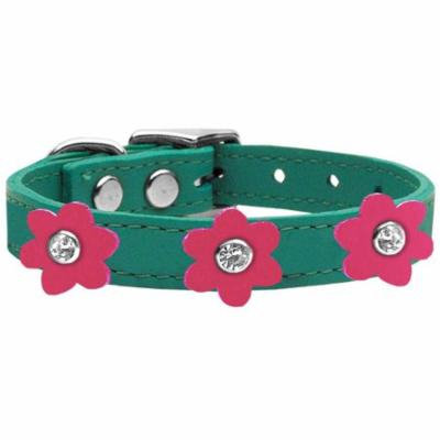 Flower Leather Collar Jade With Pink Flowers Size 24