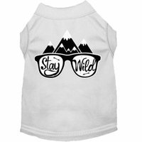 Stay Wild Screen Print Dog Shirt White Xl (16)