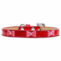 Pink Glitter Bow Widget Dog Collar Red Ice Cream Size 20