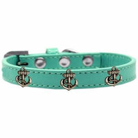 Bronze Anchor Widget Dog Collar Aqua Size 16