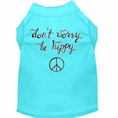 Be Hippy Screen Print Dog Shirt Aqua Lg (14)
