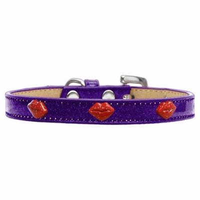 Red Glitter Lips Widget Dog Collar Purple Ice Cream Size 18