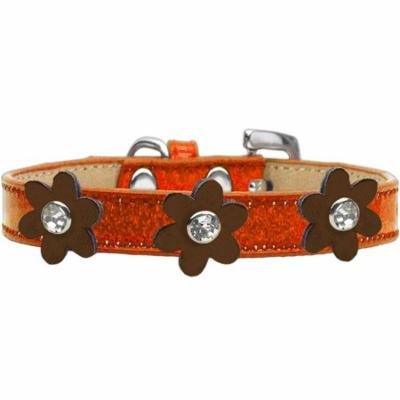 Metallic Flower Ice Cream Collar Orange With Bronze Flowers Size 18