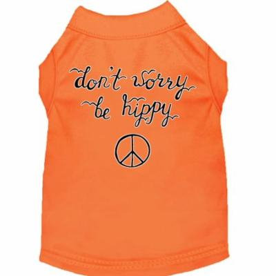 Be Hippy Screen Print Dog Shirt Orange Lg (14)