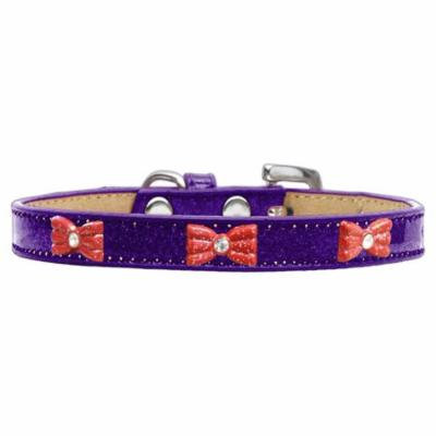 Red Glitter Bow Widget Dog Collar Purple Ice Cream Size 20