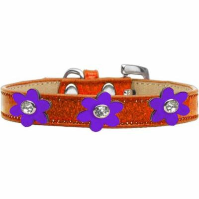 Metallic Flower Ice Cream Collar Orange With Metallic Purple Flowers Size 16
