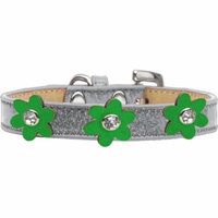 Metallic Flower Ice Cream Collar Silver With Metallic Emerald Green Flowers Size 14