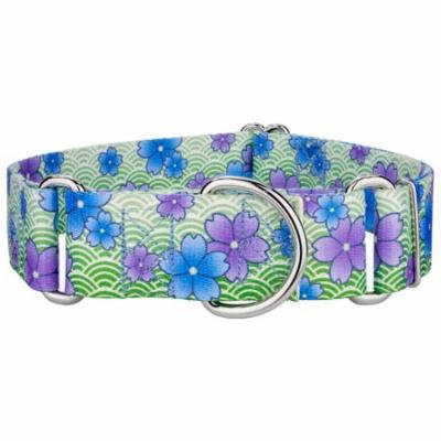 Country Brook Petz® 1 1/2 Inch Blue April Blossoms Martingale Dog Collar