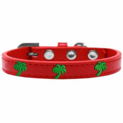 Green Palm Tree Widget Dog Collar Red Size 10