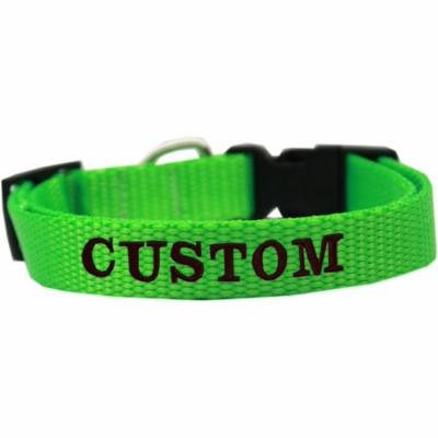 Custom Embroidered Made In The Usa Nylon Dog Collar Sm Hot Lime Green