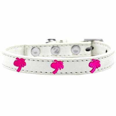 Pink Palm Tree Widget Dog Collar White Size 14