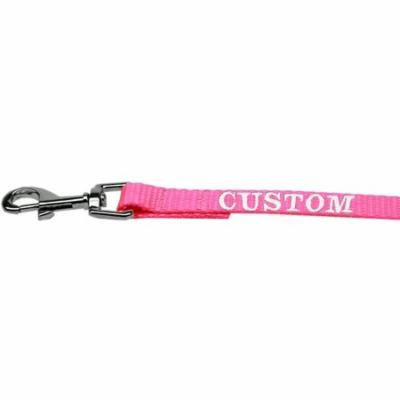 Custom Embroidered Made In The Usa Nylon Pet Leash 1in By 4ft Hot Pink
