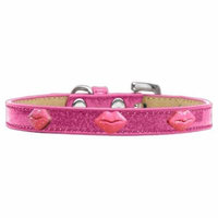 Pink Glitter Lips Widget Dog Collar Pink Ice Cream Size 20