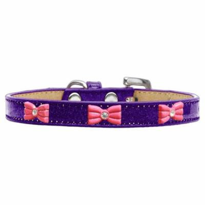 Pink Glitter Bow Widget Dog Collar Purple Ice Cream Size 14