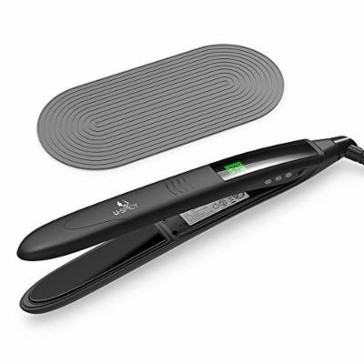 USpicy Hair Straightener, Hair Flat Iron with Heat Resistant Silicone Pad, Curved Design and MCH Ceramic Plate (LCD Display, 110V-220V Compatibility, Ergonomic Handle, 450 °F / 232 °C)