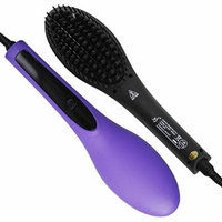 Herstyler Electric Ceramic Hair Straightening Brush, You'll Look So Good, You'll Want to Take the Day Off, Purple
