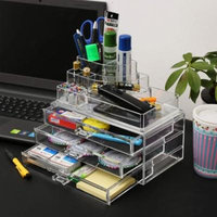 Acrylic Cosmetics Makeup Organizer Case Storage Insert Holder Box - 4 Drawers 12 Grids SPHP