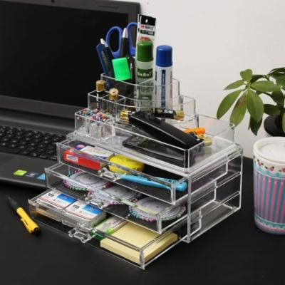 Acrylic Cosmetics Makeup Organizer Case Storage Insert Holder Box - 4 Drawers 12 Grids SPHP