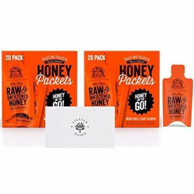 Nature Nate's 100% Pure Raw & Unfiltered Honey On the Go Single Servings in Dependable Packaging to Prevent Breakage with LP card Bundle (Original, 40 Packets)