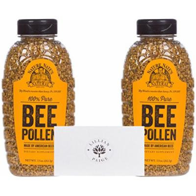 Nature Nate's 100% Bee Pollen (2 Pack) in Dependable Packaging to Prevent Breakage with LP card Bundle (Original, Set of 2)