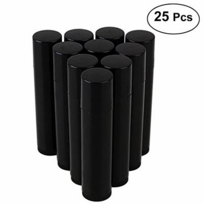 25pcs 5g Empty Plastic Lip Balm Tubes Containers Lip Gloss Storage Container (Black)