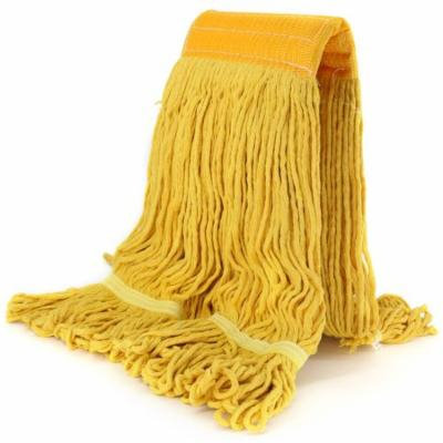 Bonison Commercial Use Wringer Style Replacement Mop Head For Clamp Mop With Looped Ends And Yarn Tailband, Heavy Duty And Long Lasting. (1, Yellow)
