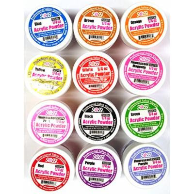 1/4 Ounce Acrylic Powder Set 12 pieces Sassi for Beautiful Nails