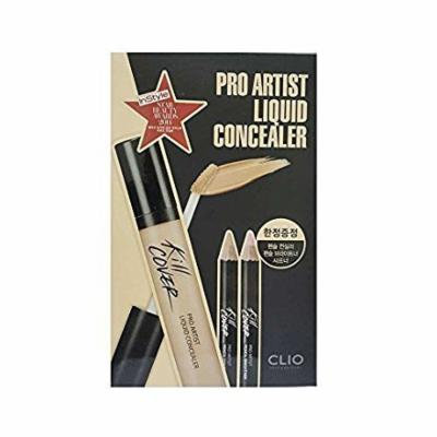 CLIO Kill Cover Pro Artist Liquid Concealer Set 02-BP Lingerie (with Pencil Brightener, Pencil Concealer & Sharpener Tool)