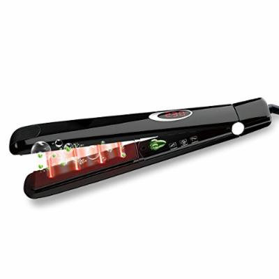 Accellorize Infrared Sexy Hair Straightener Negative Ion LED Flat Iron Small Ceramic Tourmaline Fast Heated Healthy Flexible Straightening Auto Shut Off 1 inch Straighteners Black