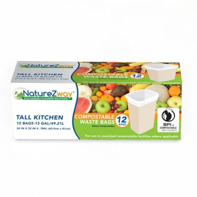 NatureZway Biodegradable Trash Bag, 13 Gallon, 12 Ct