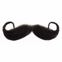 Star Power Real Human Hair Handlebar Moustache, Black, One Size
