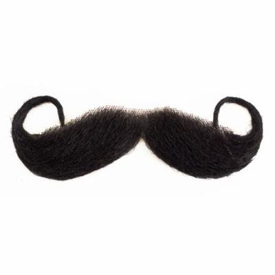 Star Power Real Human Hair Handlebar Moustache, Black, One Size