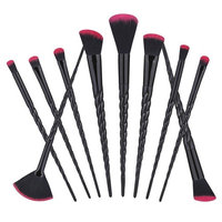 10 Pcs Black&Red Unicorn Cosmetic Make up Brushes Set Concealer BrushesPowder Foundation Contour