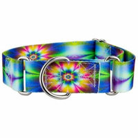 Country Brook Petz™ 1 1/2 Inch Tie Dye Flowers Martingale Dog Collar