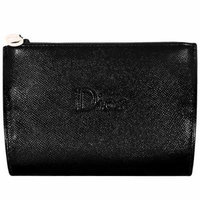 Dior Counter Gift - Black Faux Leather Cosmetics Makeup Toiletry/Coin Case Pouch Bag