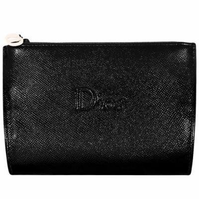 Dior Counter Gift - Black Faux Leather Cosmetics Makeup Toiletry/Coin Case Pouch Bag