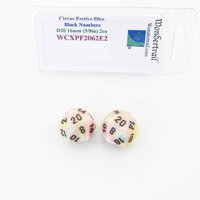 Wondertrail Products Circus Festive Dice with Black Numbers D20 Aprox 16mm (5/8in) Pack of 2 Wondertrail