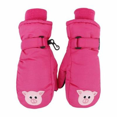 Children's Winter Fun Animal Character 3M Thinsulate Waterproof Ski Mitten Gloves,XS,Hot Pink#15 Pig