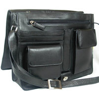 ladies Visconti black soft leather messenger organiser bag 753