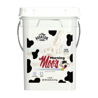 Augason Farms Morning Moo's Low Fat Milk Alternative Certified Gluten Free Emergency Bulk Food Storage 4-Gallon Pail 533 Servings