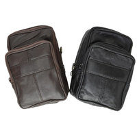 Double Pouch Top Grain Genuine Leather Travel Organizer Wallet 113 (C) Brown