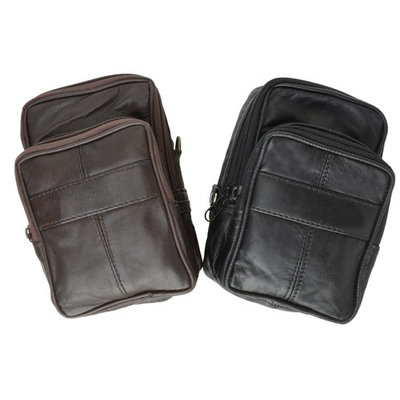 Double Pouch Top Grain Genuine Leather Travel Organizer Wallet 113 (C) Brown