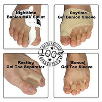 LifeLux Bunion Pain Relief Value Pack. 4 Pair - Bunion Toe Corrector Straightener Splints; Gel Toe Spreader, Hallux Valgus Treatment; Bunion Pads For Best Protection; Gel Toe Sleeves Relieve Foot Pain